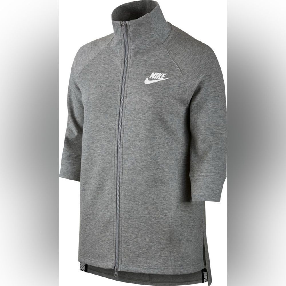 Nike 829410-010 Women's Advance 15 Full Zip Cape Sweatshirt Grey/White (L